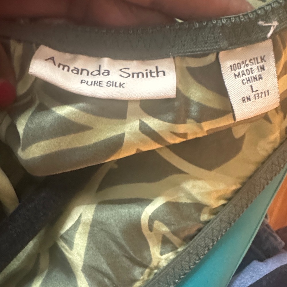 Amanda Smith Green Leaf Pattern A-Line Slip Skirt - image 2